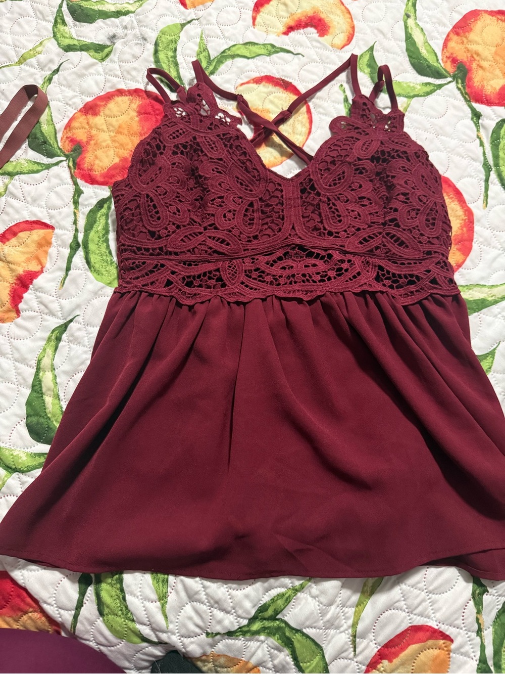 Main Strip Lace Bodice Camisole in Wine